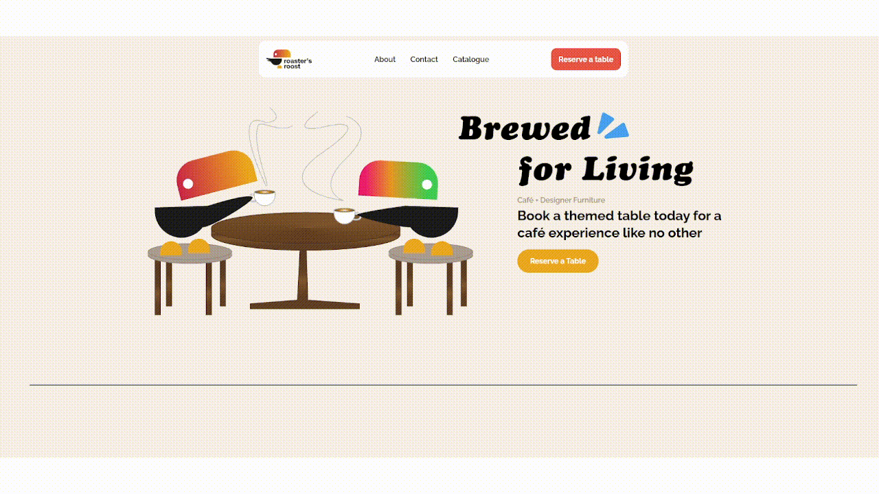 gif showcasing the entire website: Roaster's Roost